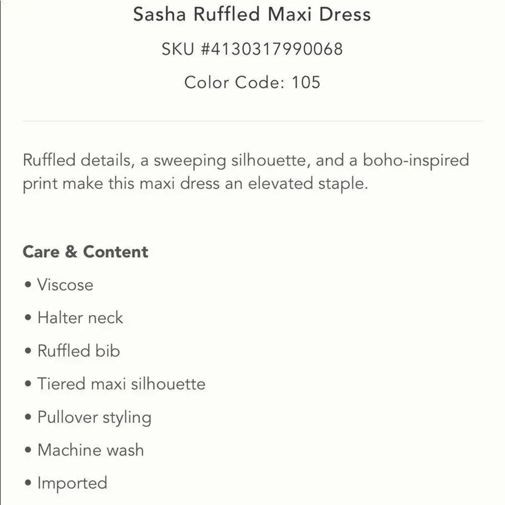 Anthropologie Sasha Ruffles Maxi Dress - XS - NWT - Picture 9 of 9